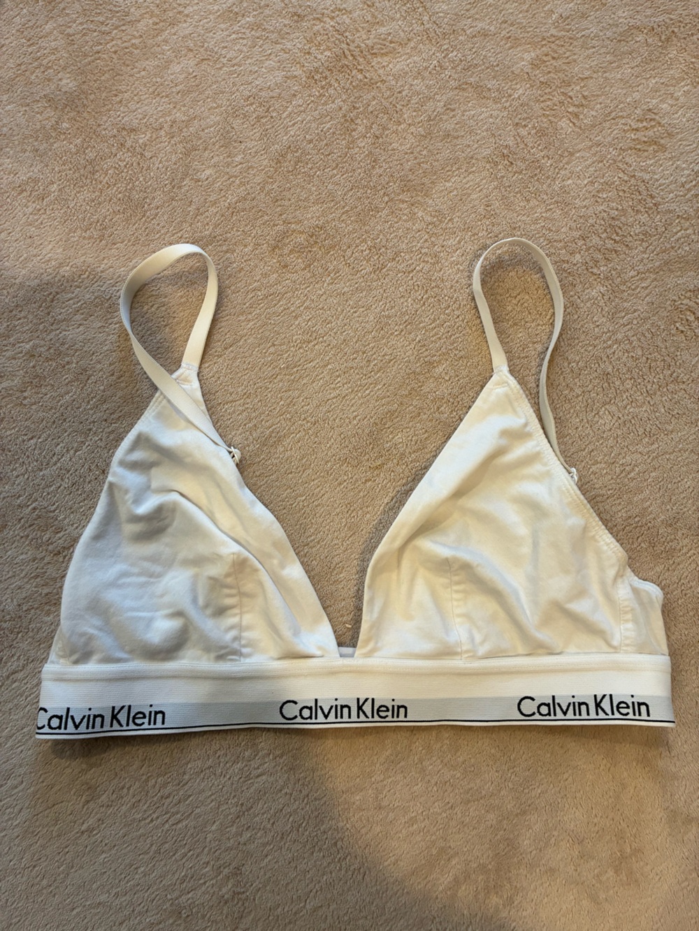 Calvin Klein White Triangle Bralette with Branded Band